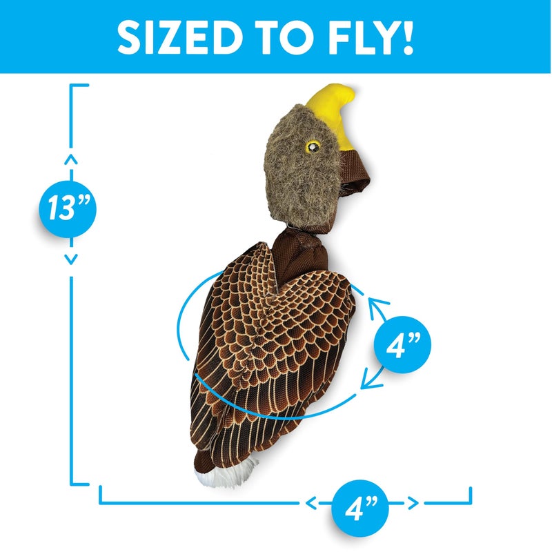Spunky pup Fly & Fetch Plush Eagle Dog Toy | Interactive 100 ft Sling Shot Launcher with Built-In Bungee | Pull Back & Release | Durable Construction | Ballistic Fabric | Floats | For Medium Breeds - Image 4